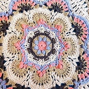 50" Throw, Baby Blanket, Mandala Afghan, Chunky Throw